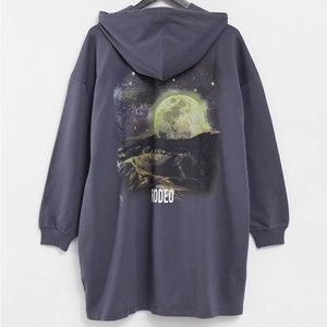 ASOS DESIGN oversized hoodie dress with rodeo graphic on the back print moon 🌕